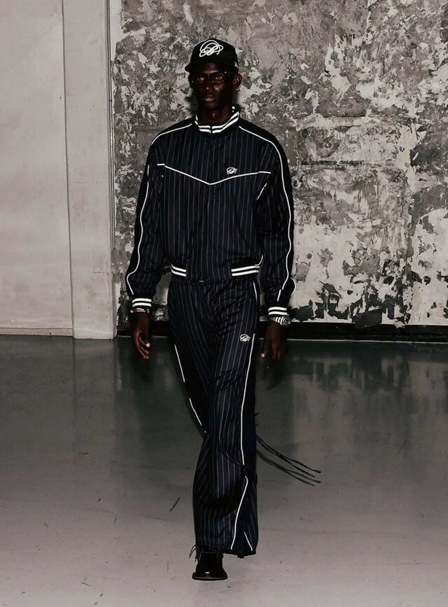 Dark Classic Pin Striped Track Pants - Navy