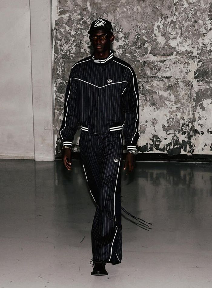 Dark Classic Pin Striped Track Pants - Navy