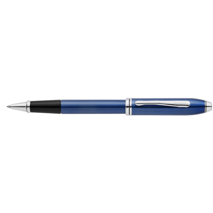 Townsend® Polished Translucent Cobalt Blue Engraved Diamond Pattern with Polished Chrome Appointments Selectip® Rollerball Pen