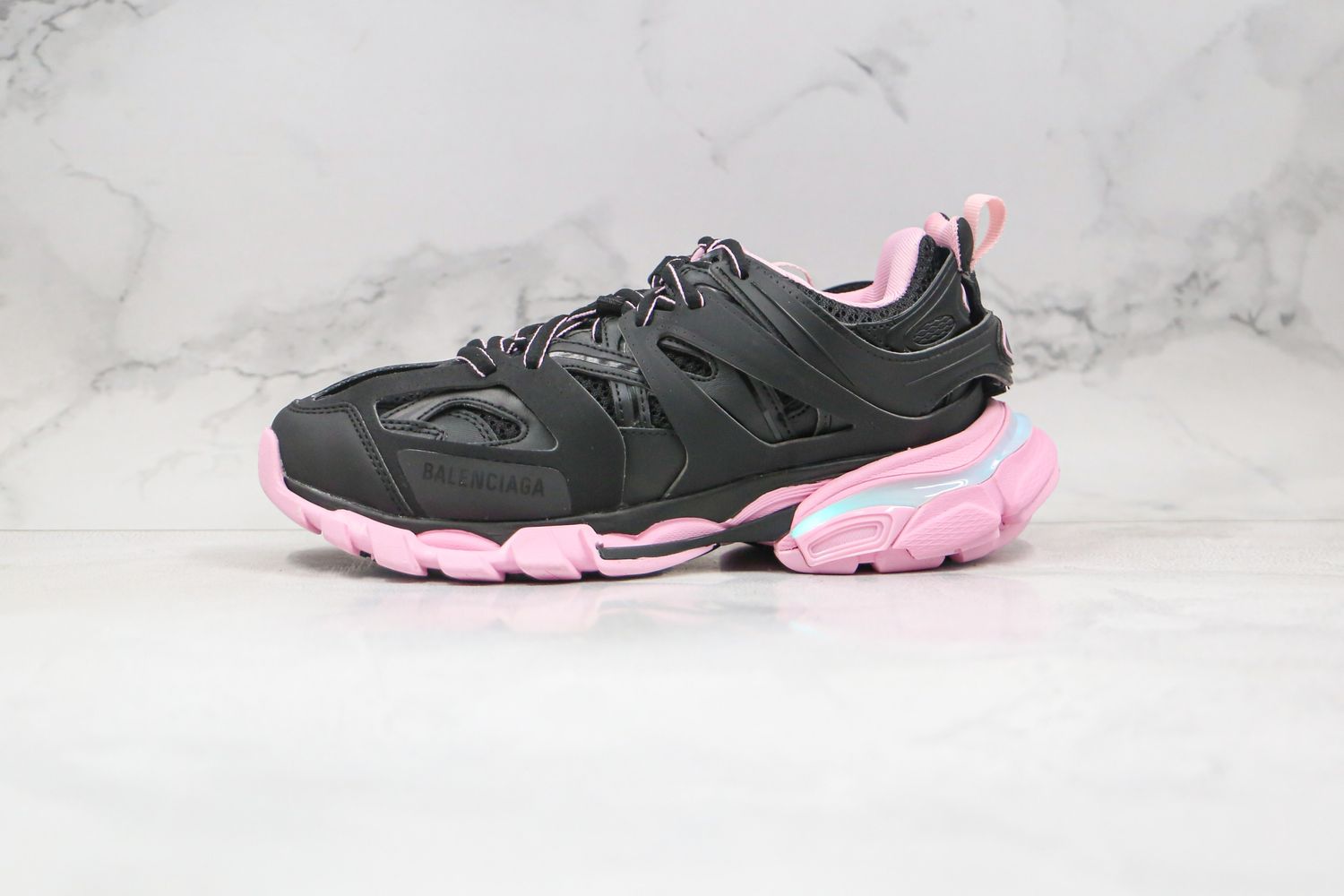 BALENCIAGA Track Mule Clear Sole Sneakers sort pink