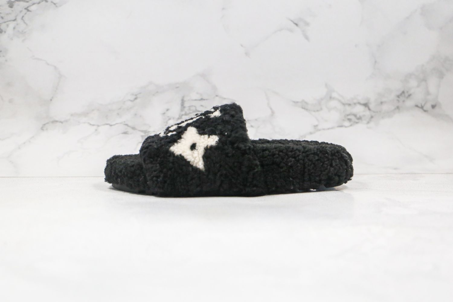Louis Vuitton  Shearling Monogram Giant Paseo Flat Comfort Mule  Black