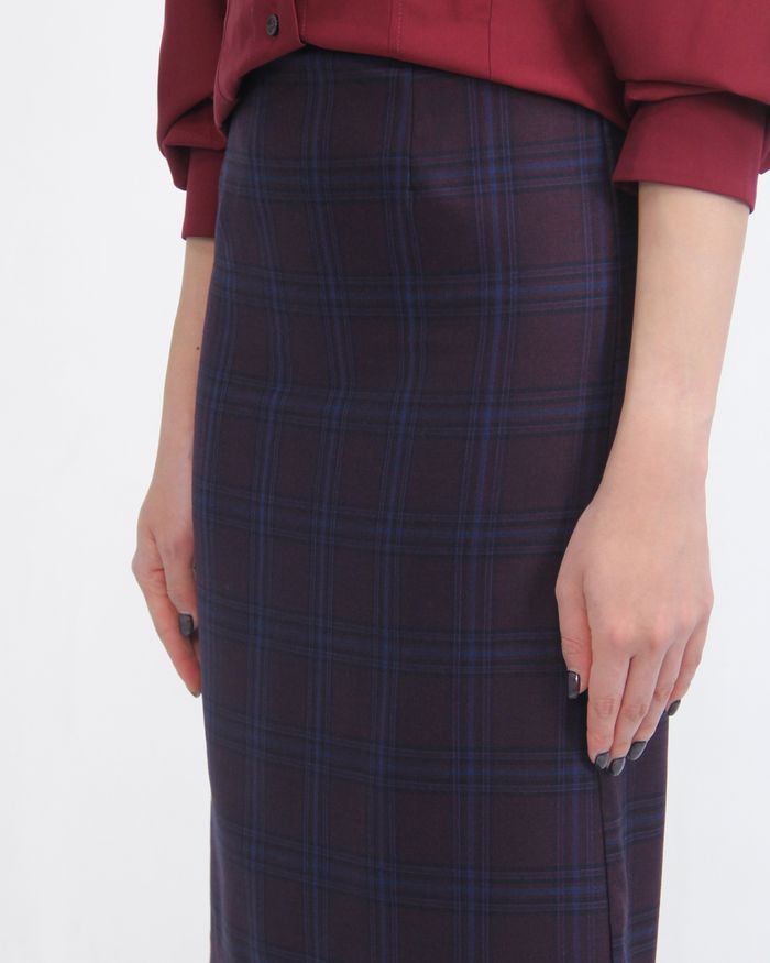 Sloane  Red Plaid Pencil Skirt