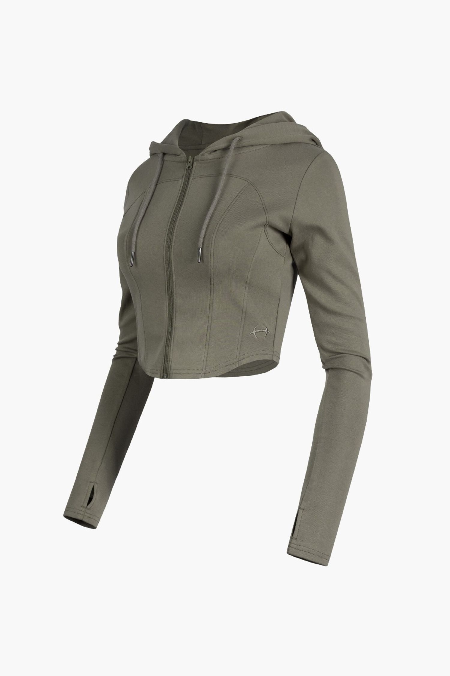 Womens Round Crop Zip Hoodie