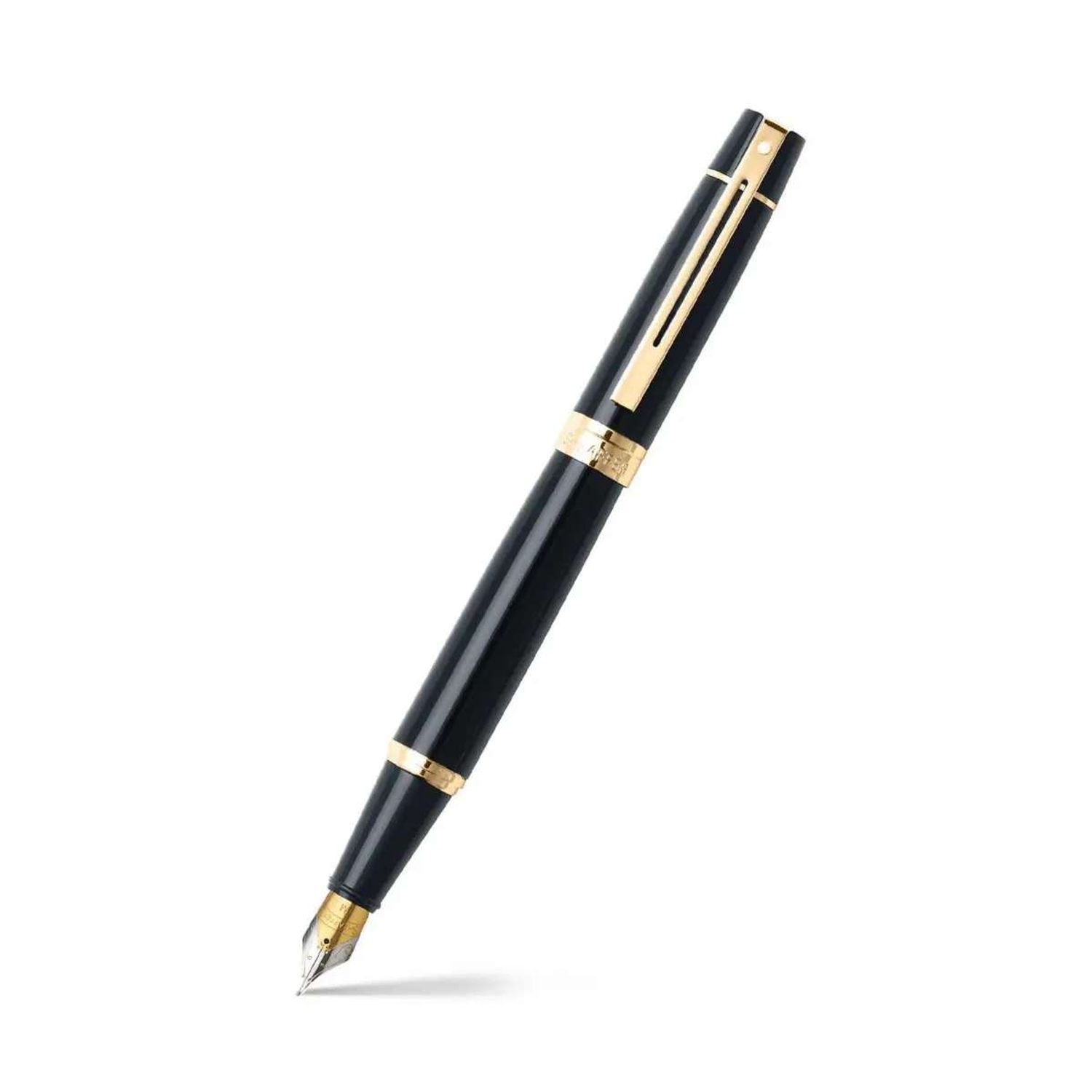 Sheaffer® 300 Glossy Black Fountain Pen With Gold Trims FP M 