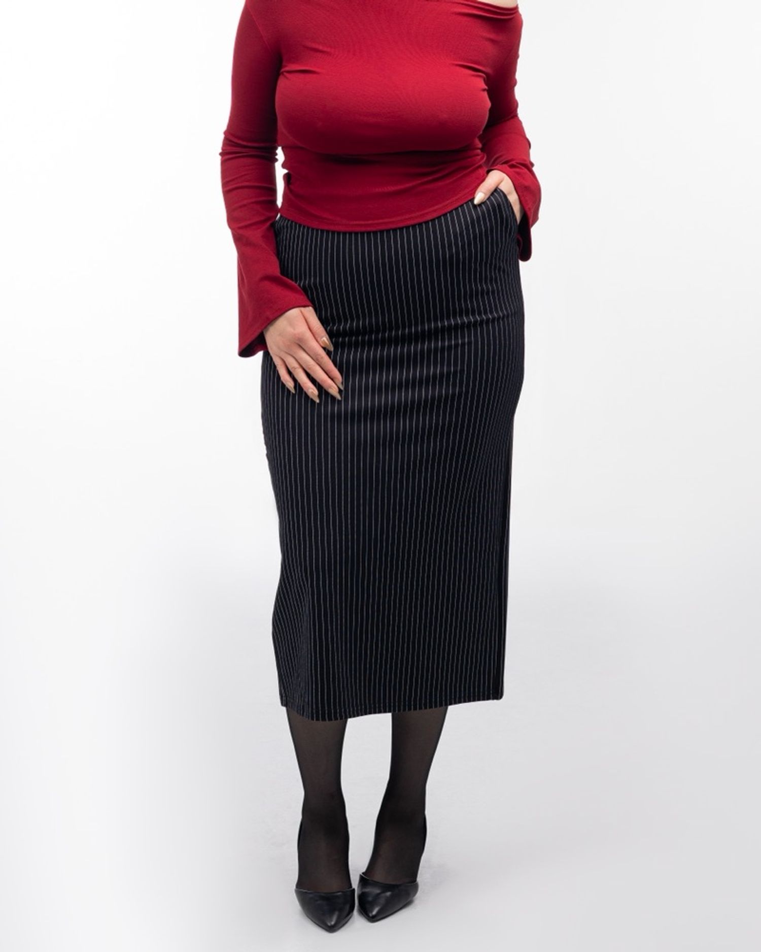 Striped long skirt