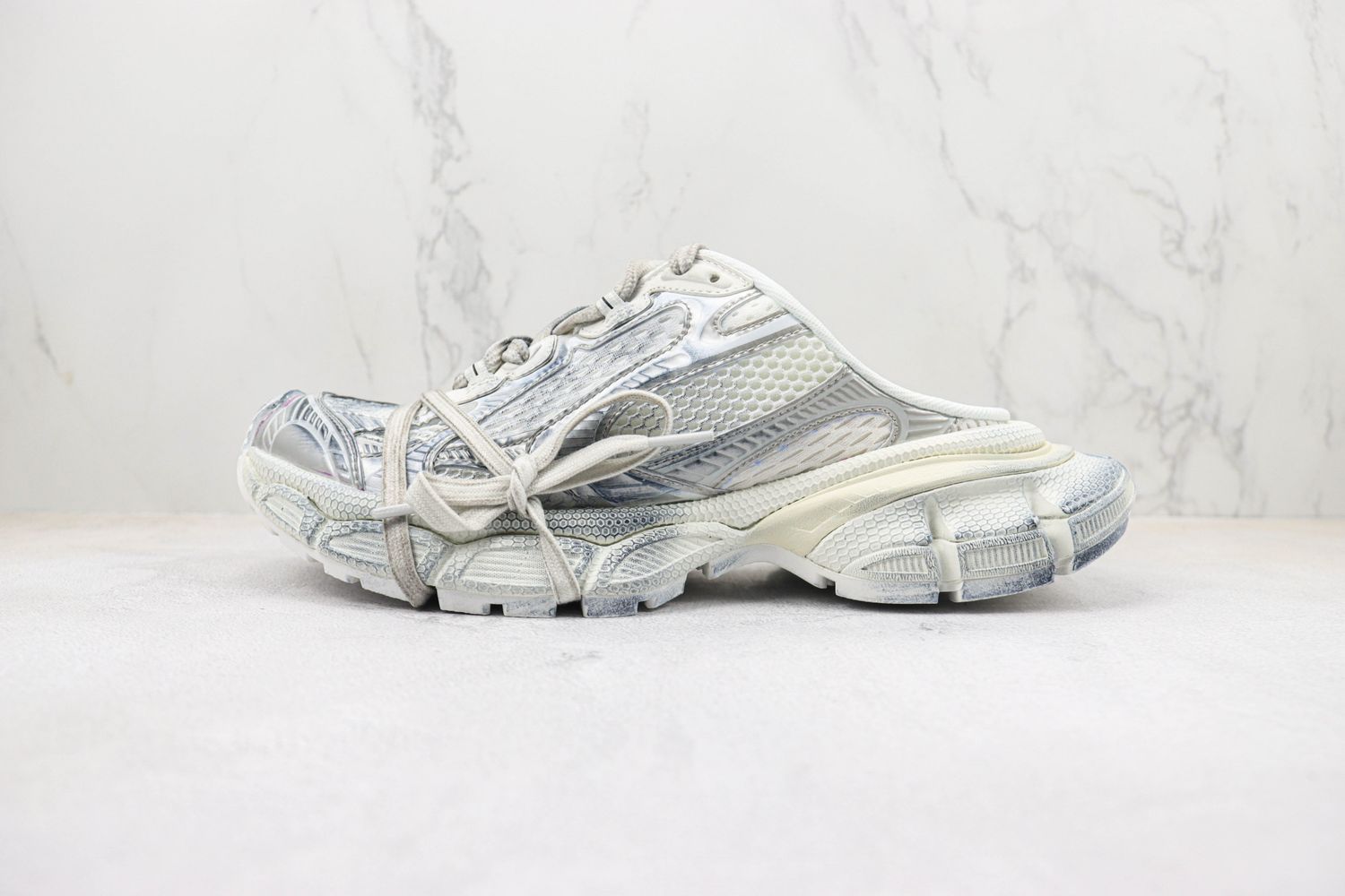  Balenciaga 3XL Mules 'Silver White'
