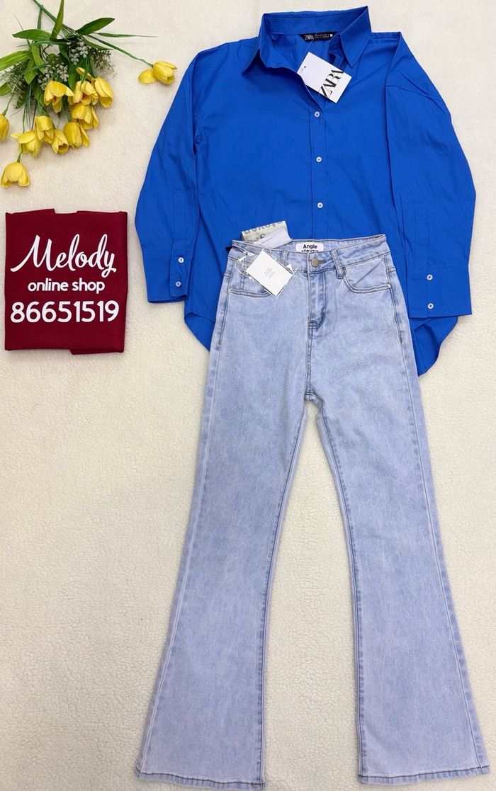 Zara blue poplin shirt