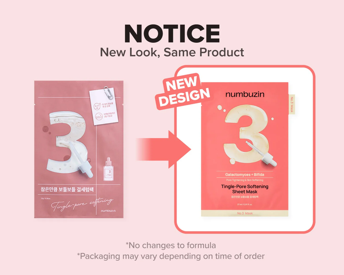 NUMBUZIN No.3 Galactomyces+Tingle-Pore Softening Sheet Mask 