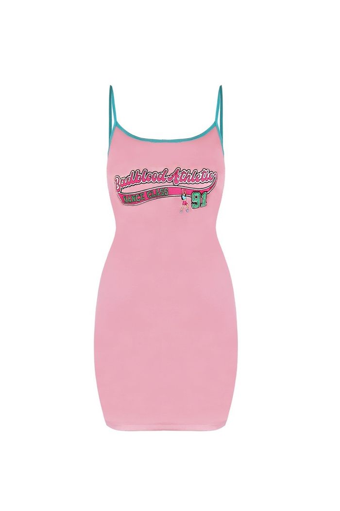 Dance Class Spaghetti Tank Top Dress - Pink