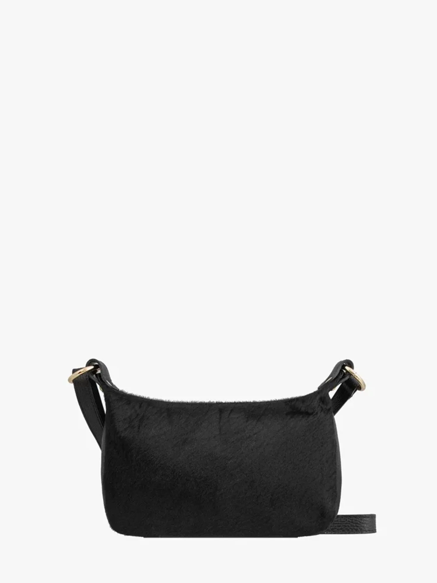 Black leather bag with hair-effect finish