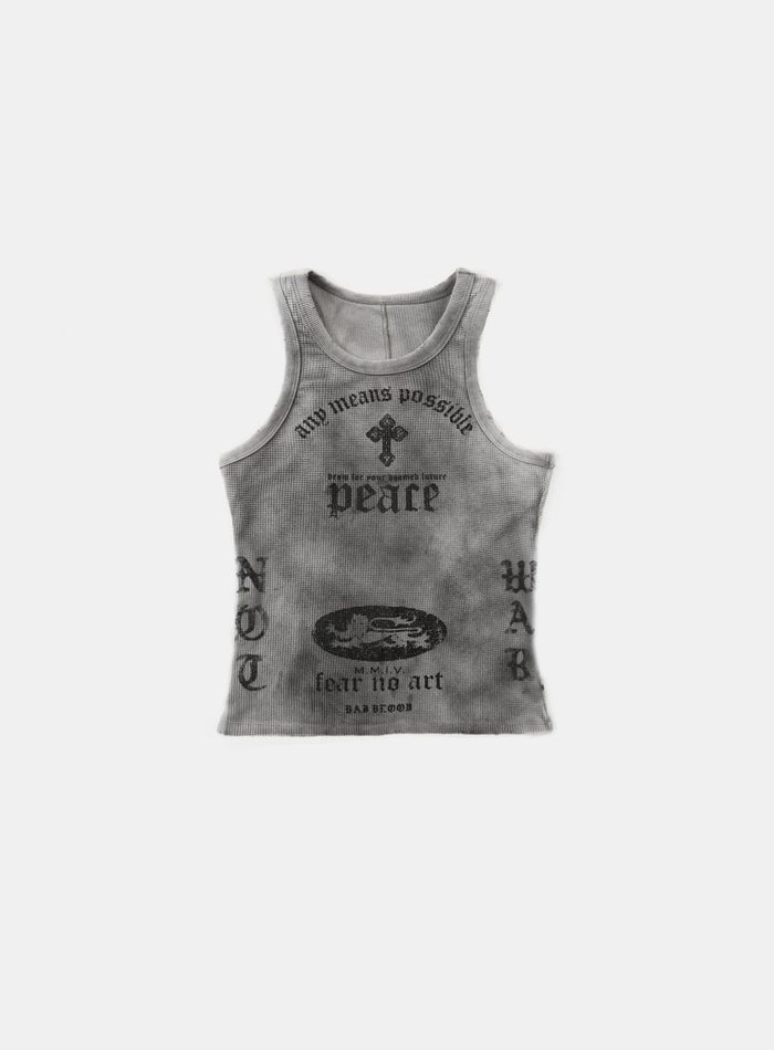PEACE NOT WAR Tank - Dusty White