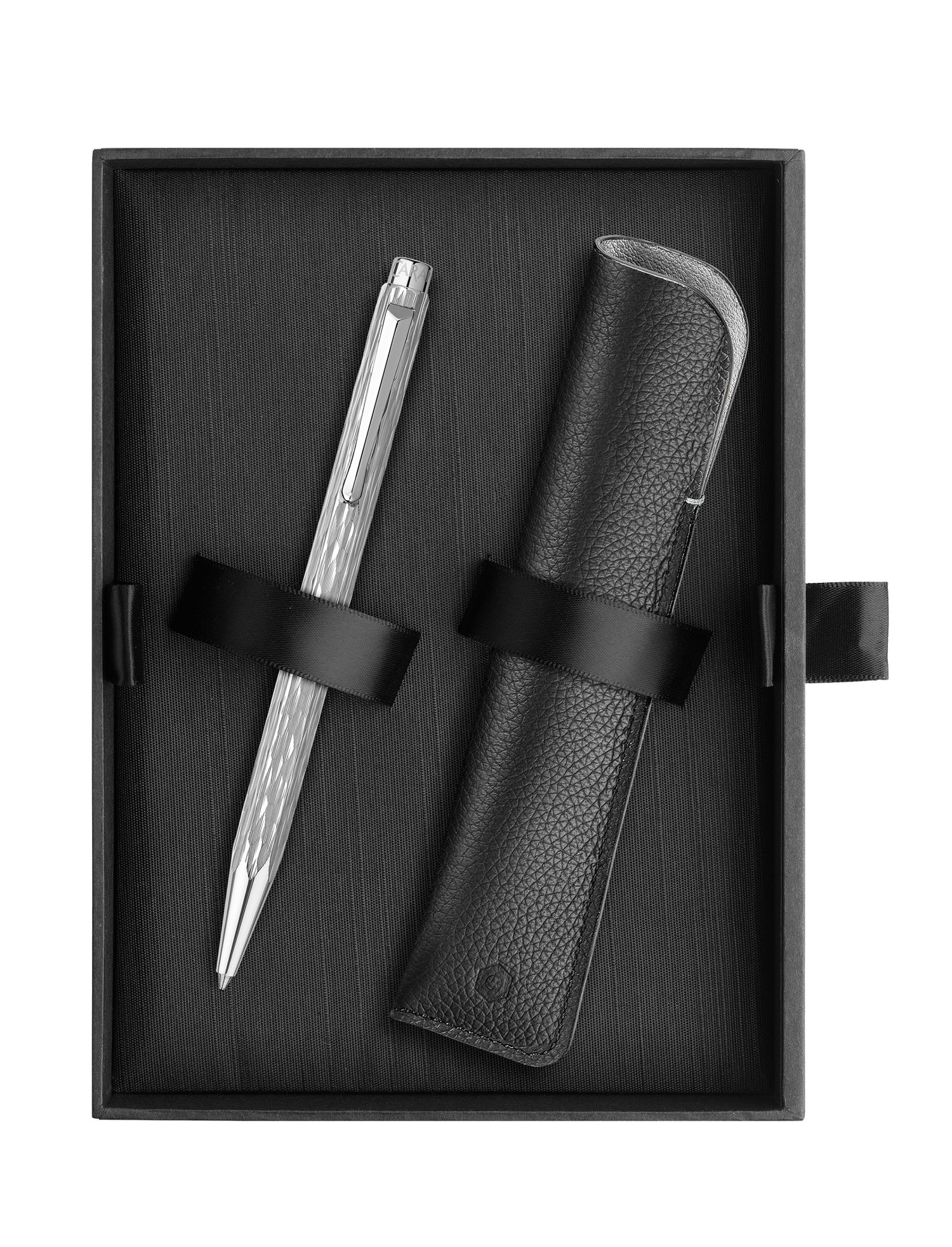Caran d'Ache Set ECRIDOR™ VENETIAN Platinum Ballpoint Pen & Leather Case Special Edition
