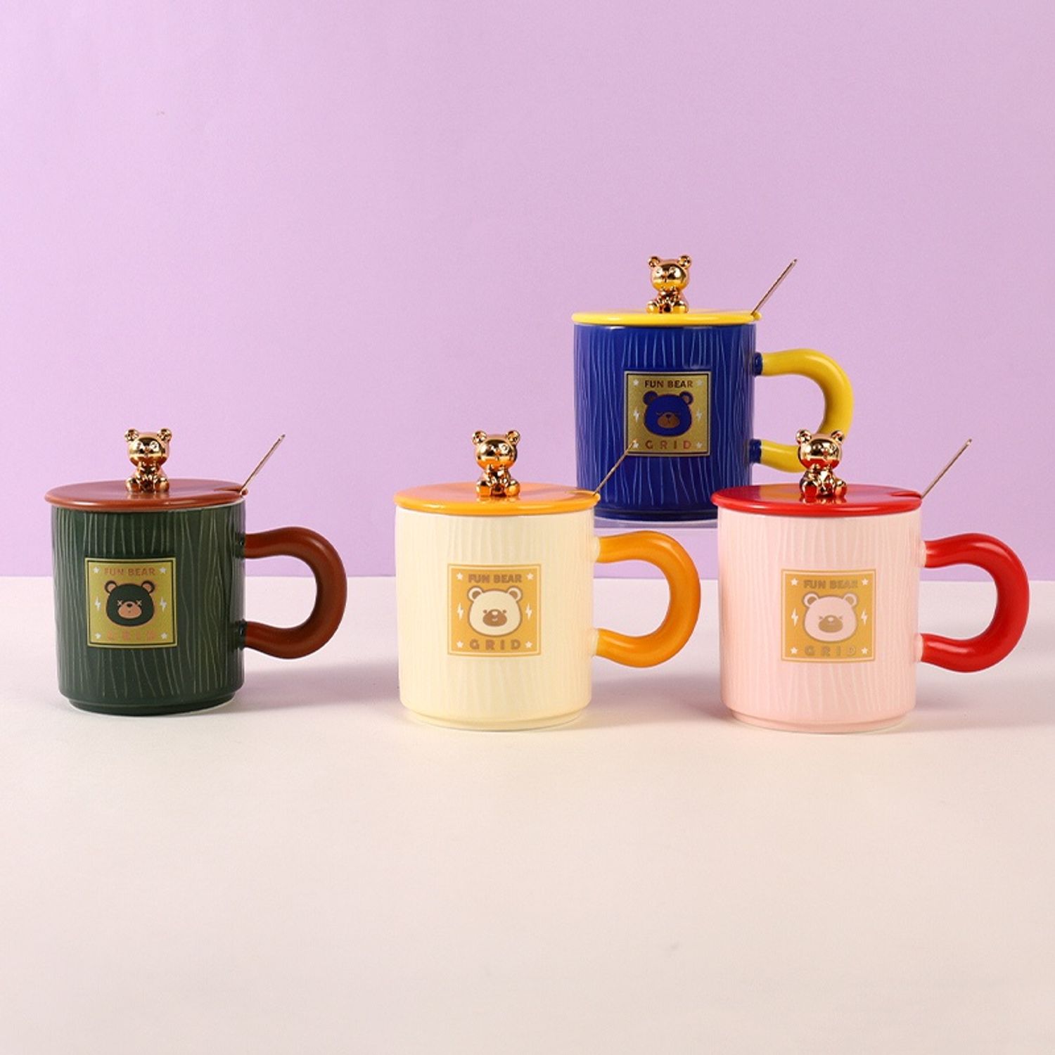 320ml/10.8fl.oz. Adorable Bear Tree Pattern Ceramic Cup