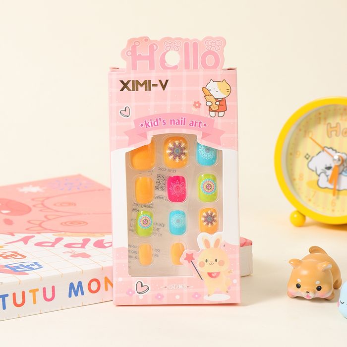 Colorful Kids Fake Nails 12PCS 04#