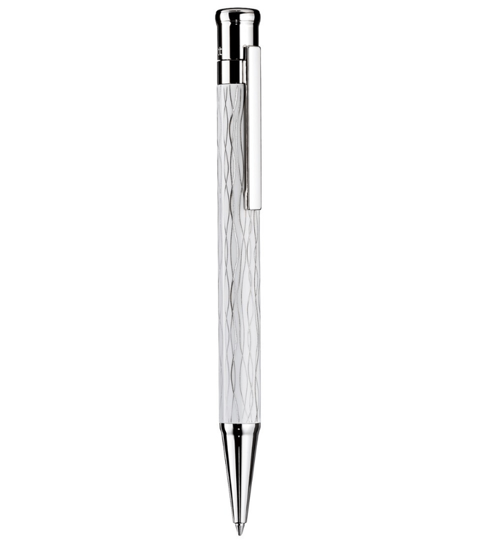 Otto-Hutt Design 04 Ballpoint pen - barrel wave white, fittings platinum plated