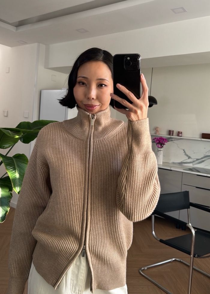 Double Zipper Lapel Sweater