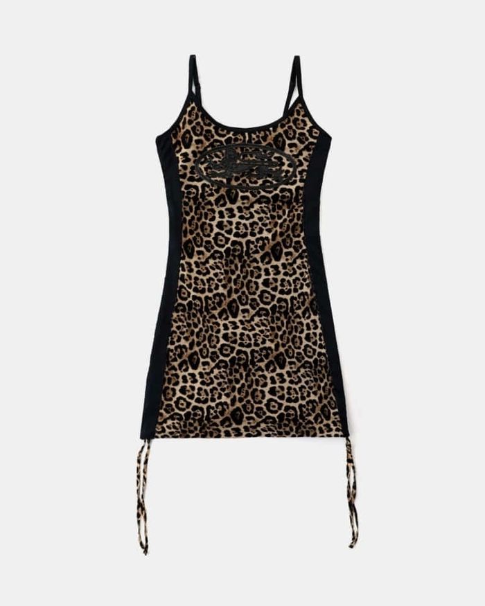Mystic String Mini Dress - Brown Leopard