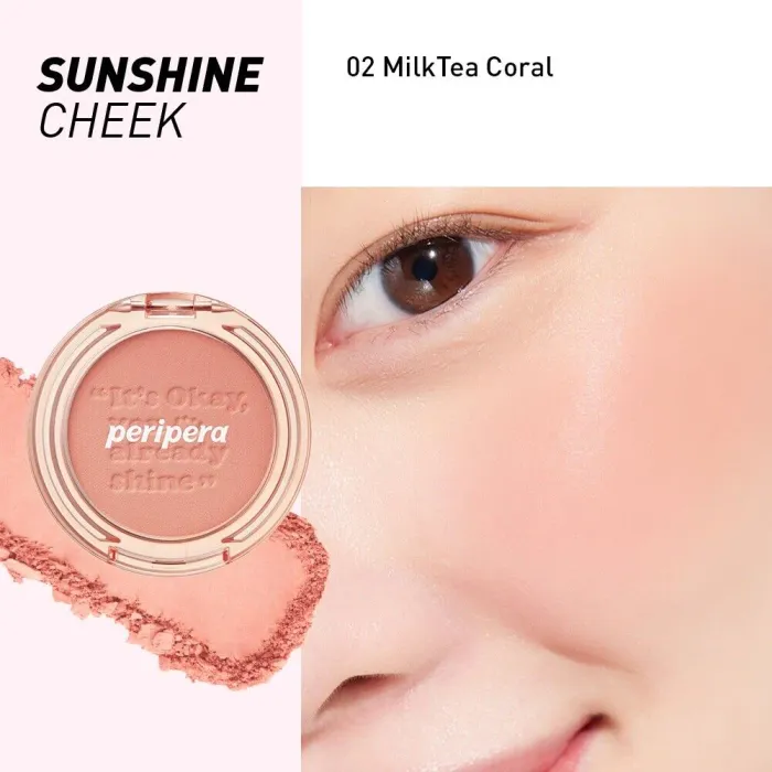 Peripera Pure Blushed Sunshine Cheek 02 Milk tea Coral - Хацар Өнгөлөгч 4.2g