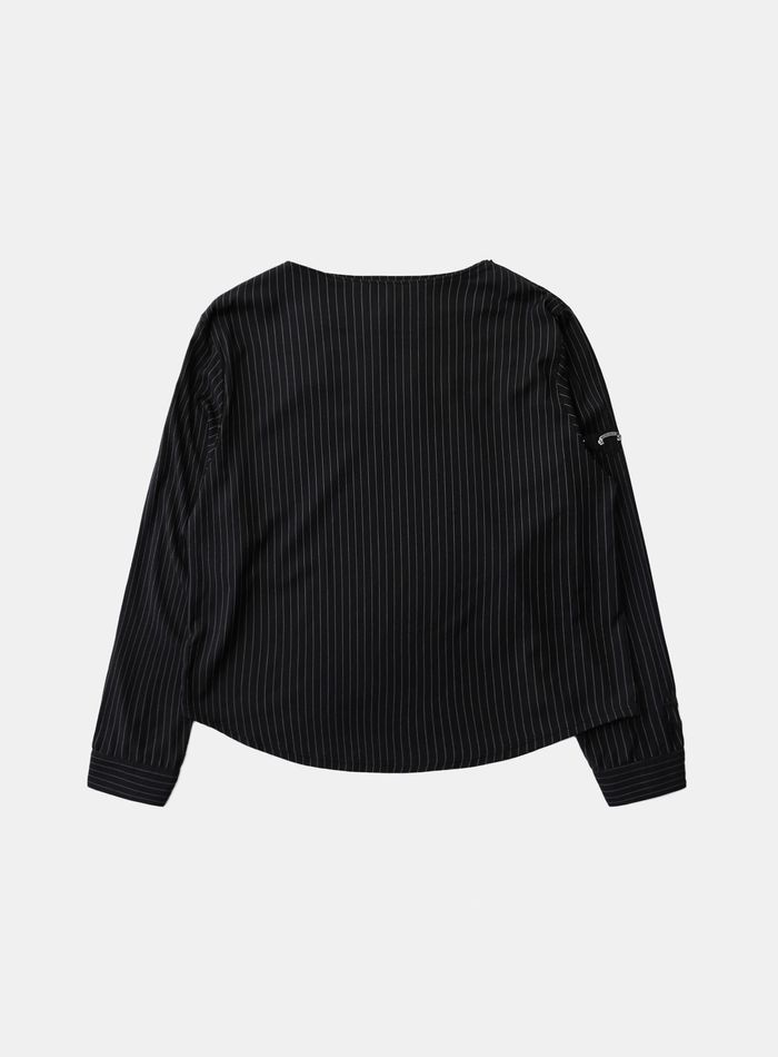 [w-tee25-137] Viper Logo Boat Neck Long Sleeve - Black/Stripe