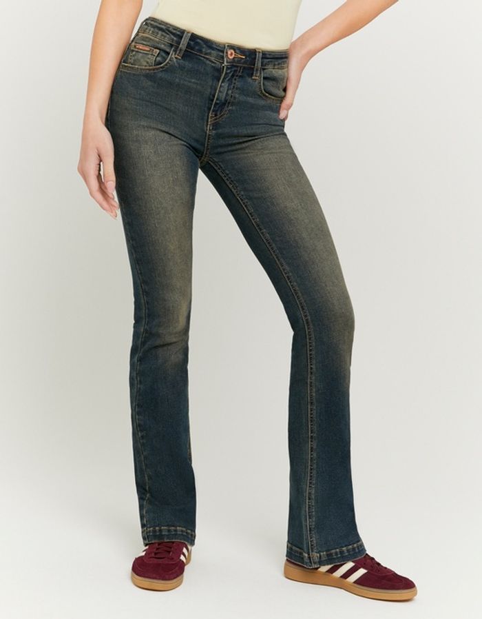 Blue Mid Waist Bootcut Jeans