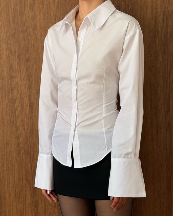 CINCHED WAIST WITH TIE STRAPS SHIRT