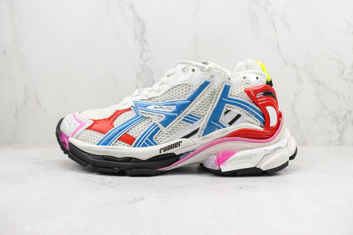 Balenciaga Runner Sneakers 'White Blue Red Mesh And Nylon'