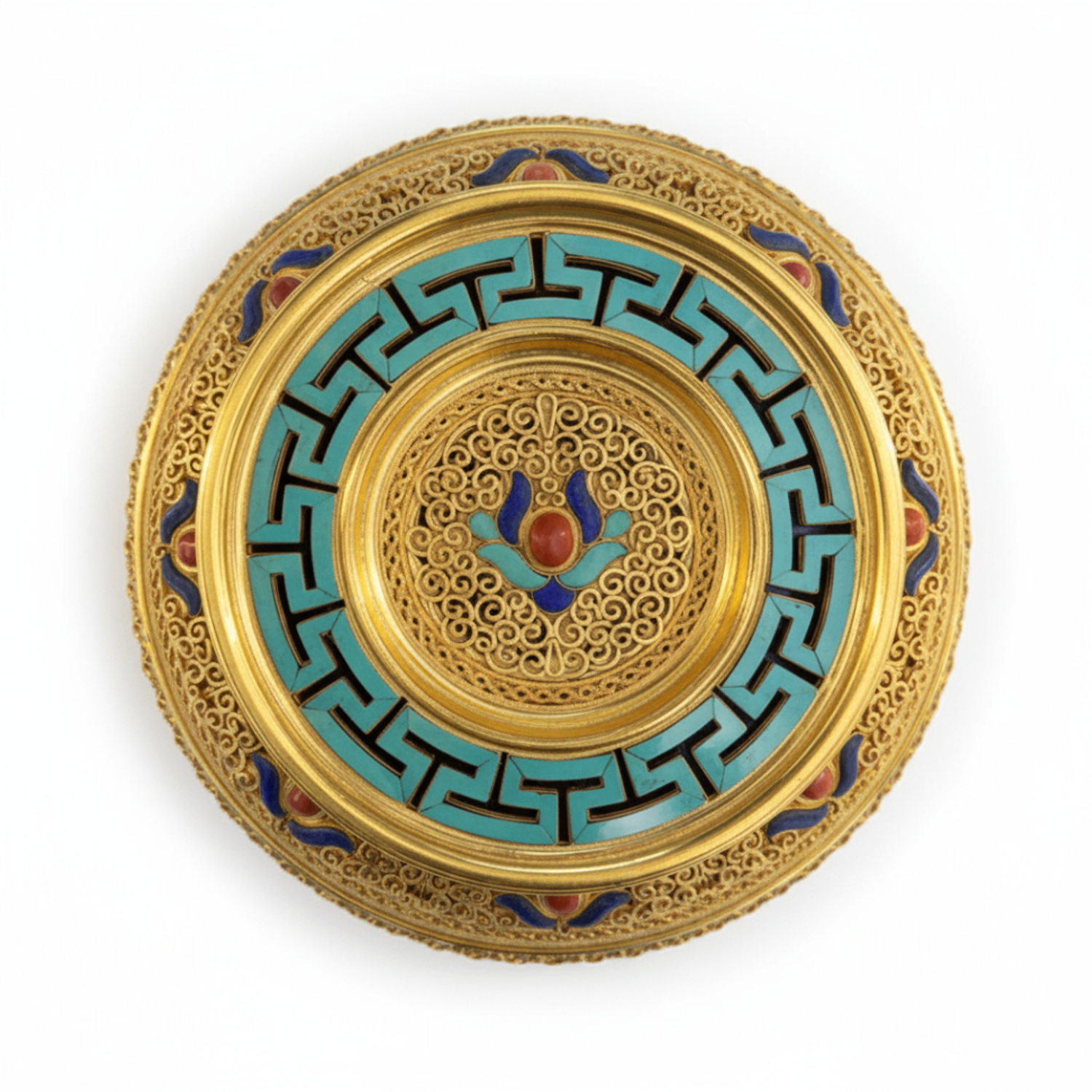 Мөнгөн хул (25см), сүлжмэл, хөөмөл, алтан шармал 