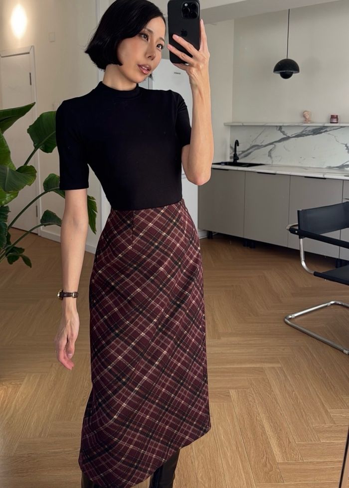 High-waist Plaid Skirt