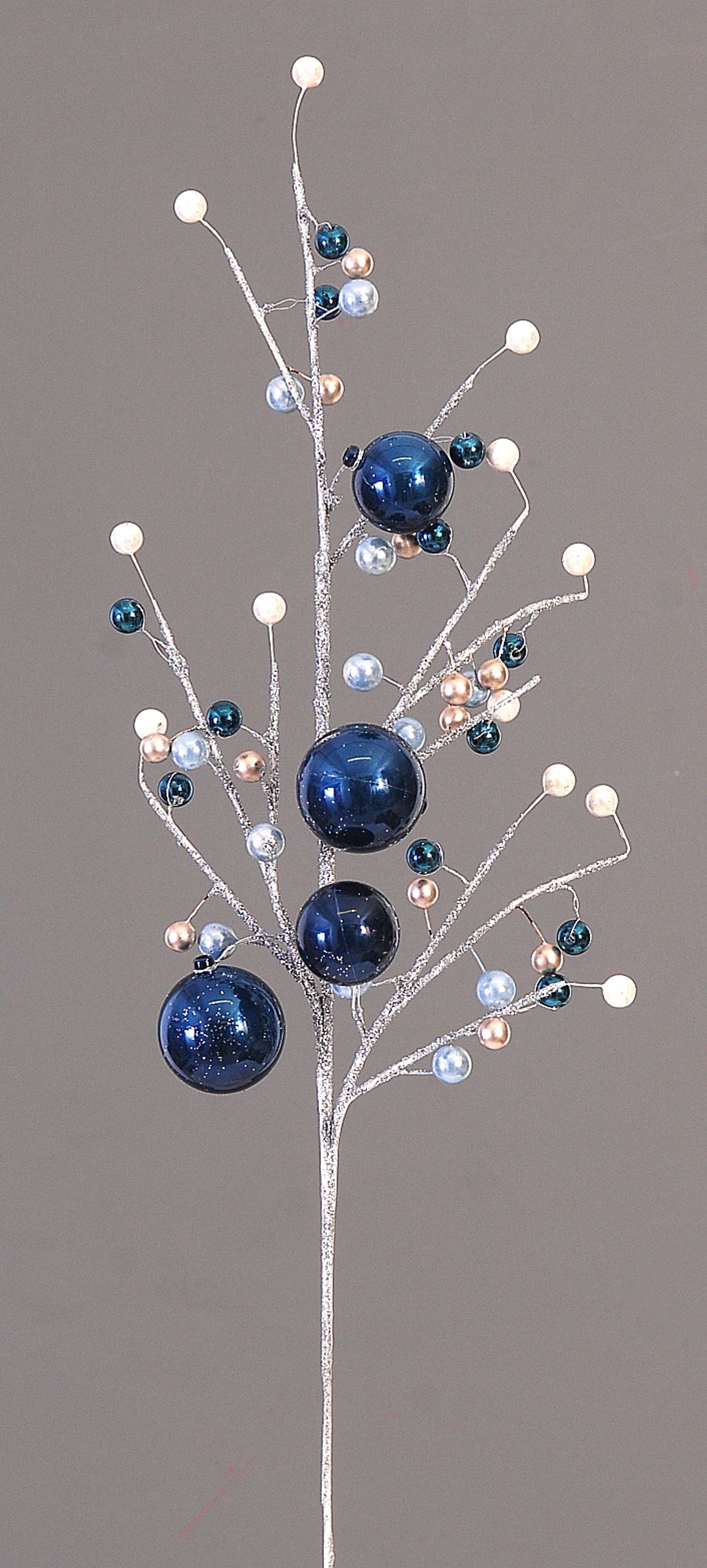 Silver branch w/dark blue balls