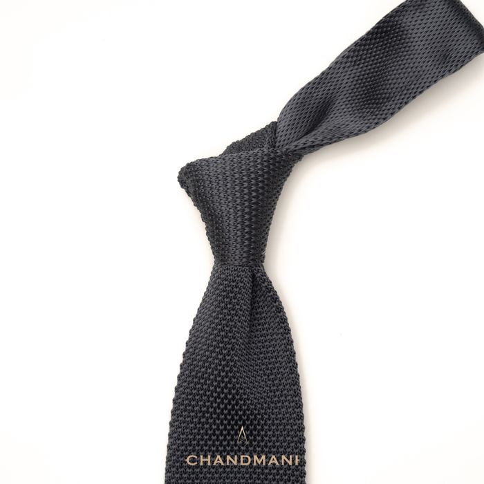 Tipped Knit Grey Tie