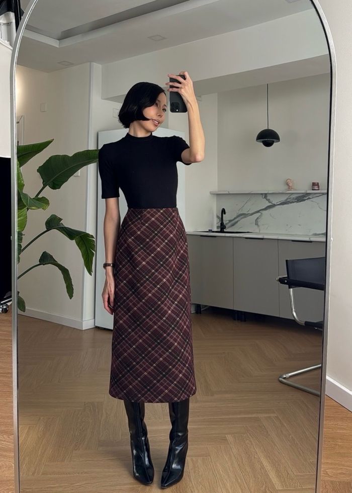 High-waist Plaid Skirt