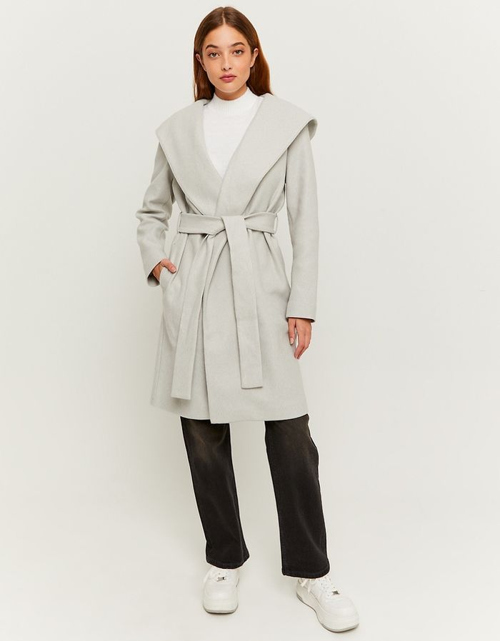 Grey Coat With Belt