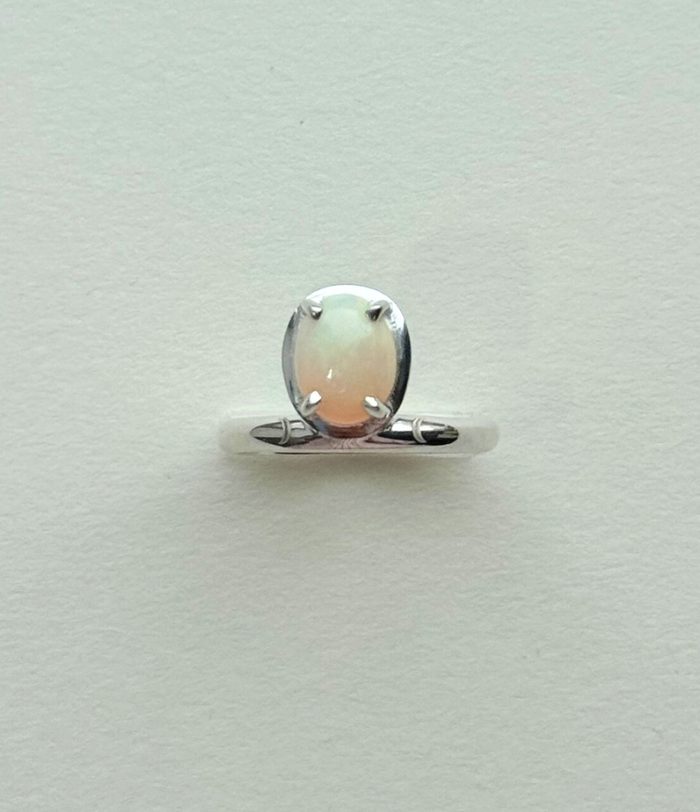 Triple moon white opal ring 