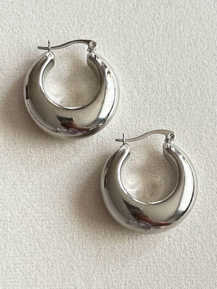 Silver thick hoop earrings