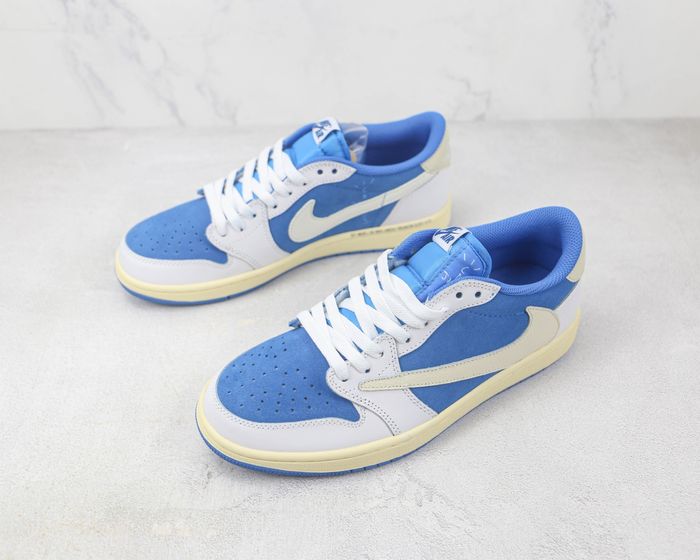 Fragment Design x Travis Scott x Nike Air Jordan 1 Low White Blue Barb Sail