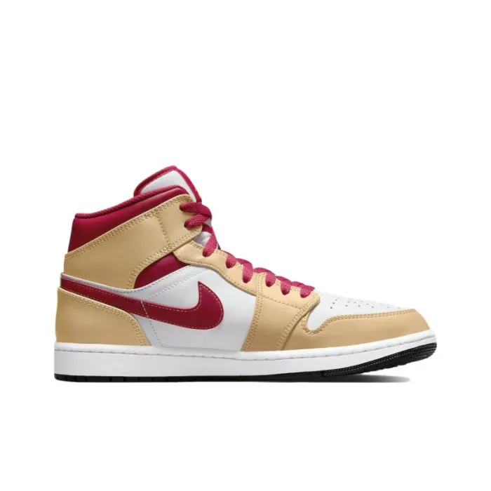 Jordan 1 Mid Light Curry Cardinal
