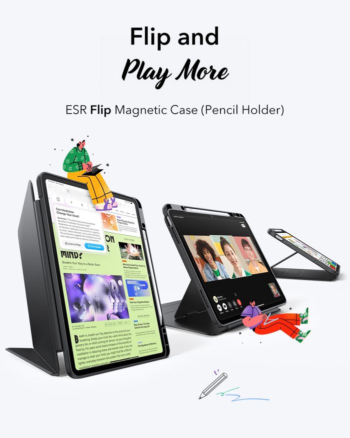 ESR – iPad Air 13” кейс (Flip Magnetic, Pencil Holder)