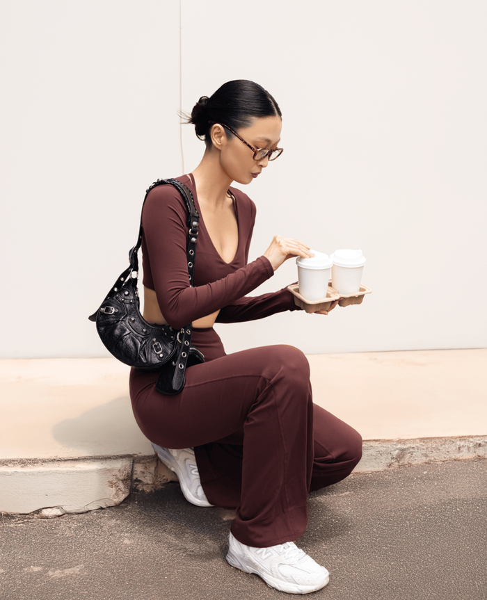Long Sleeve Top Cherry-Brown