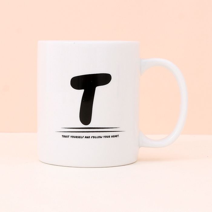 350ml/11.8fl.oz. Letter Series T Basic Ceramic Cup (White)