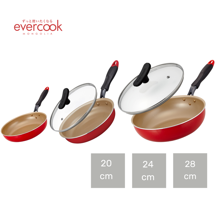 EVERCOOK Хос хайруулын тавгийн сет : 20см, 24см болон 28см хайруулын таваг 