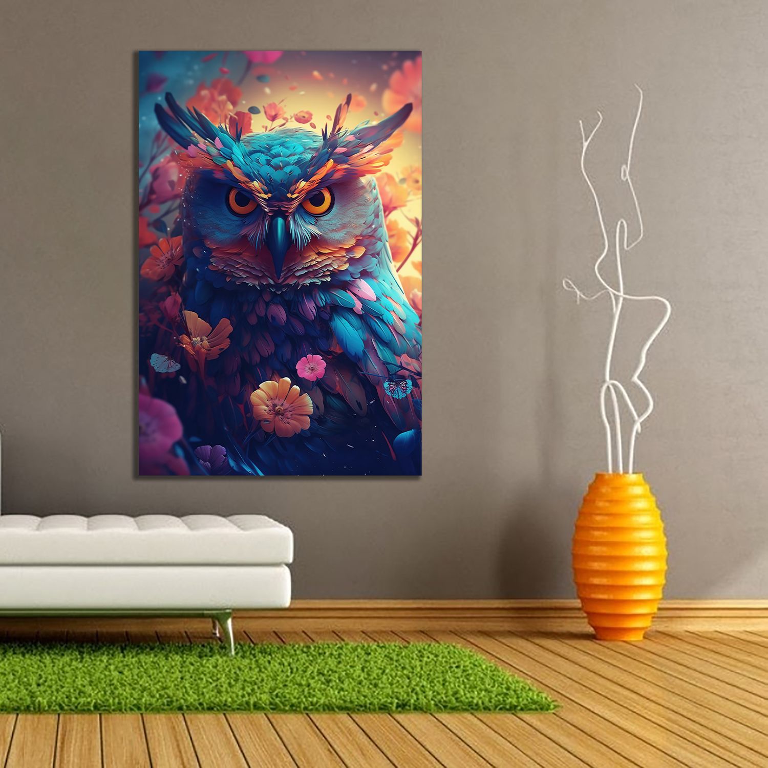 Өнгөлөг шар шувуу ба цэцэгс АI