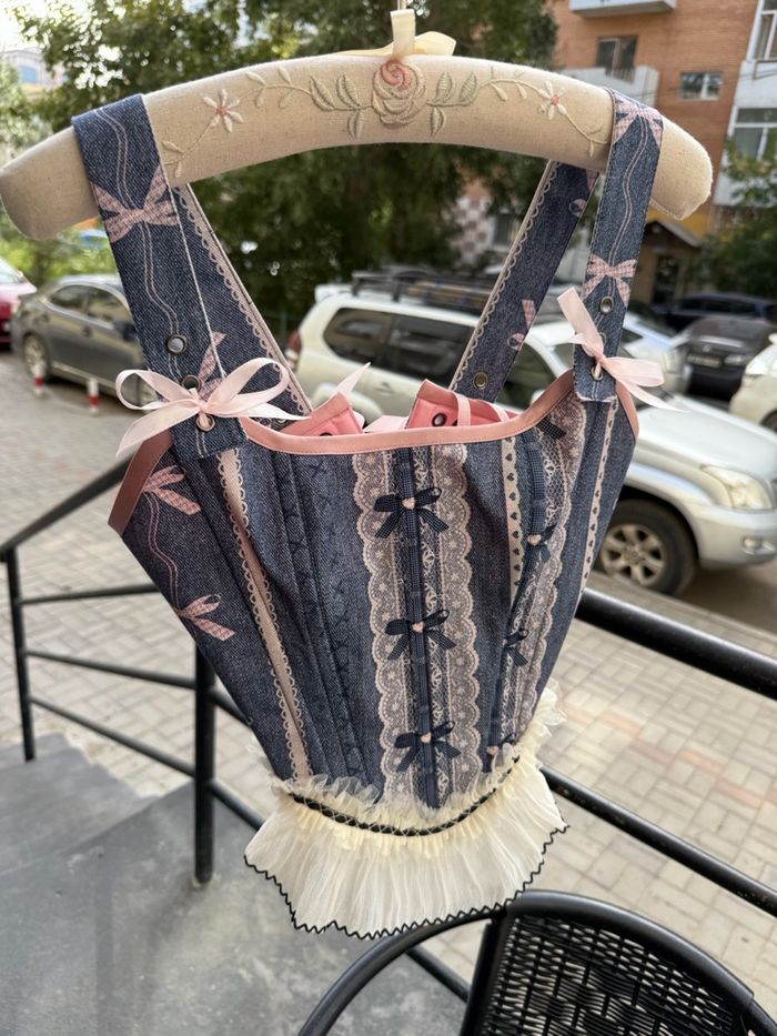 Pink denim full corset 