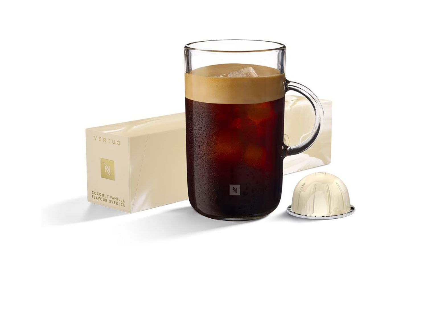 Iced coconut vanilla flavored coffee