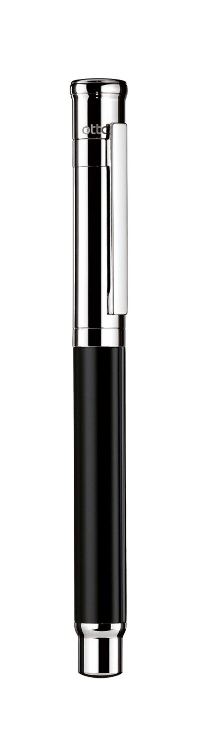 Otto-Hutt Design 04 Fountain pen barrel black shiny lacquered, cap and fittings platinum plated Broad Nib 
