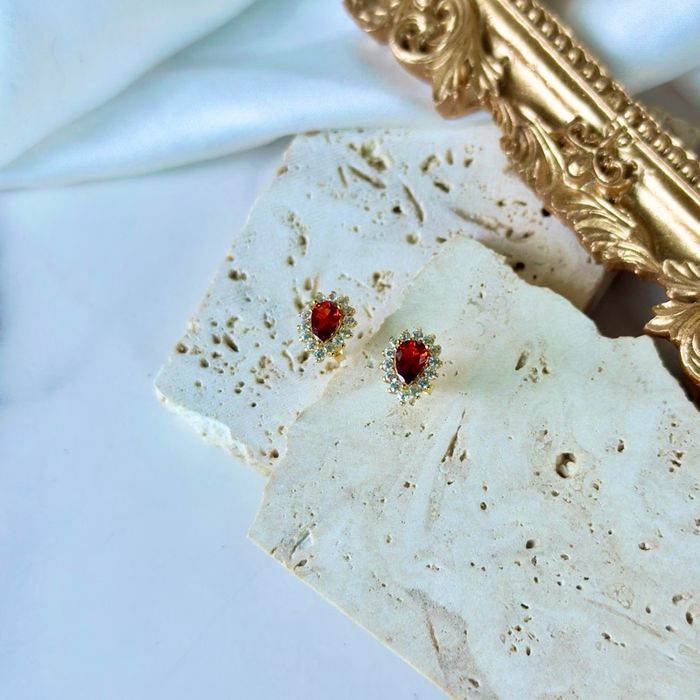 Анар, Циркон S925 мөнгөн, 14К алтан бүрмэл ээмэг 