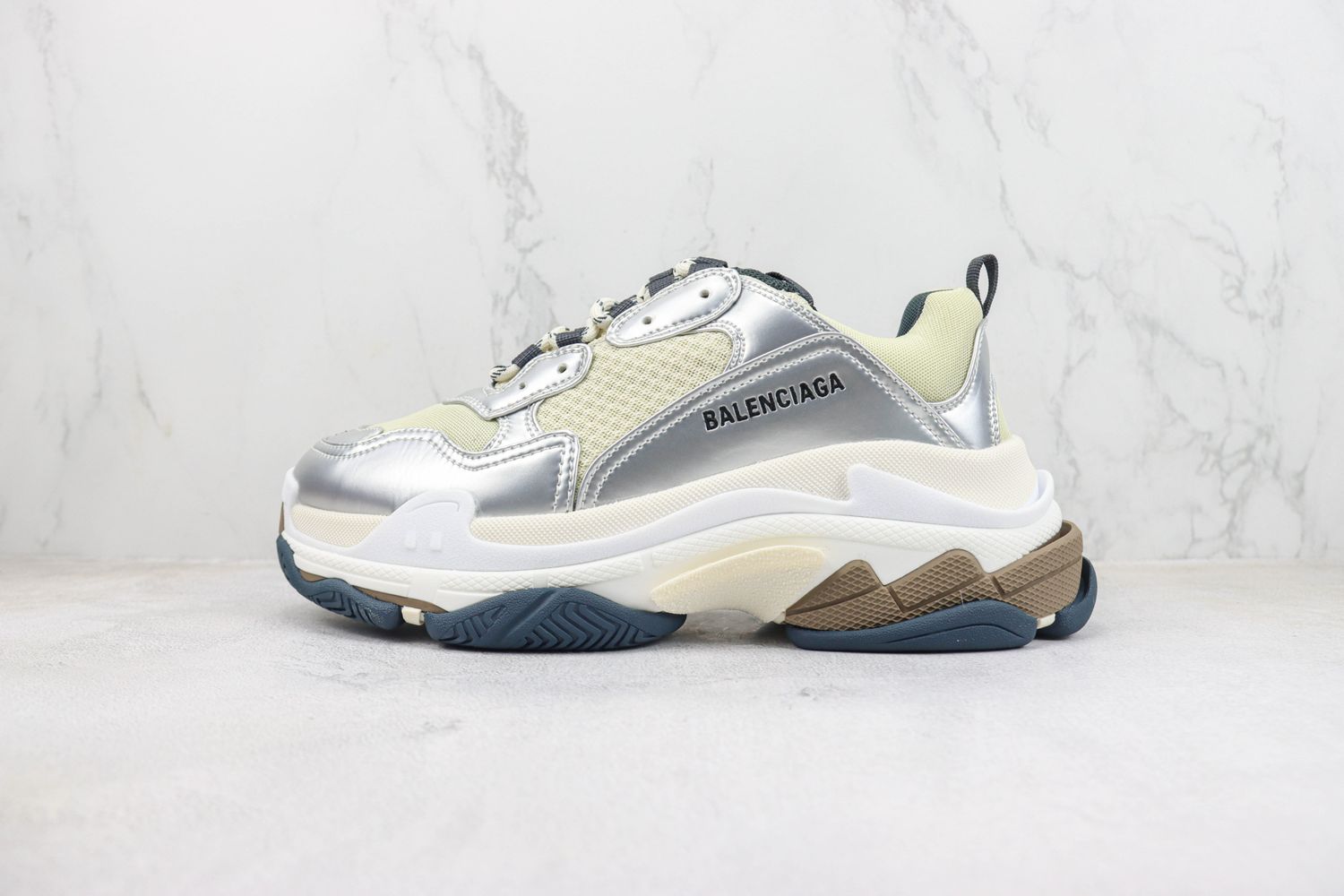 Triple s Beige Silver Replica Replica