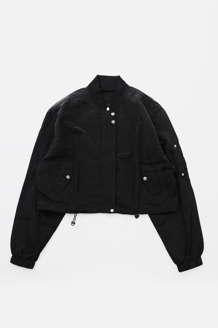  Clear Nylon MA-1 Jacket - Black