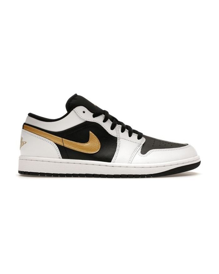 Jordan 1 Low White Black Metallic Gold Swoosh