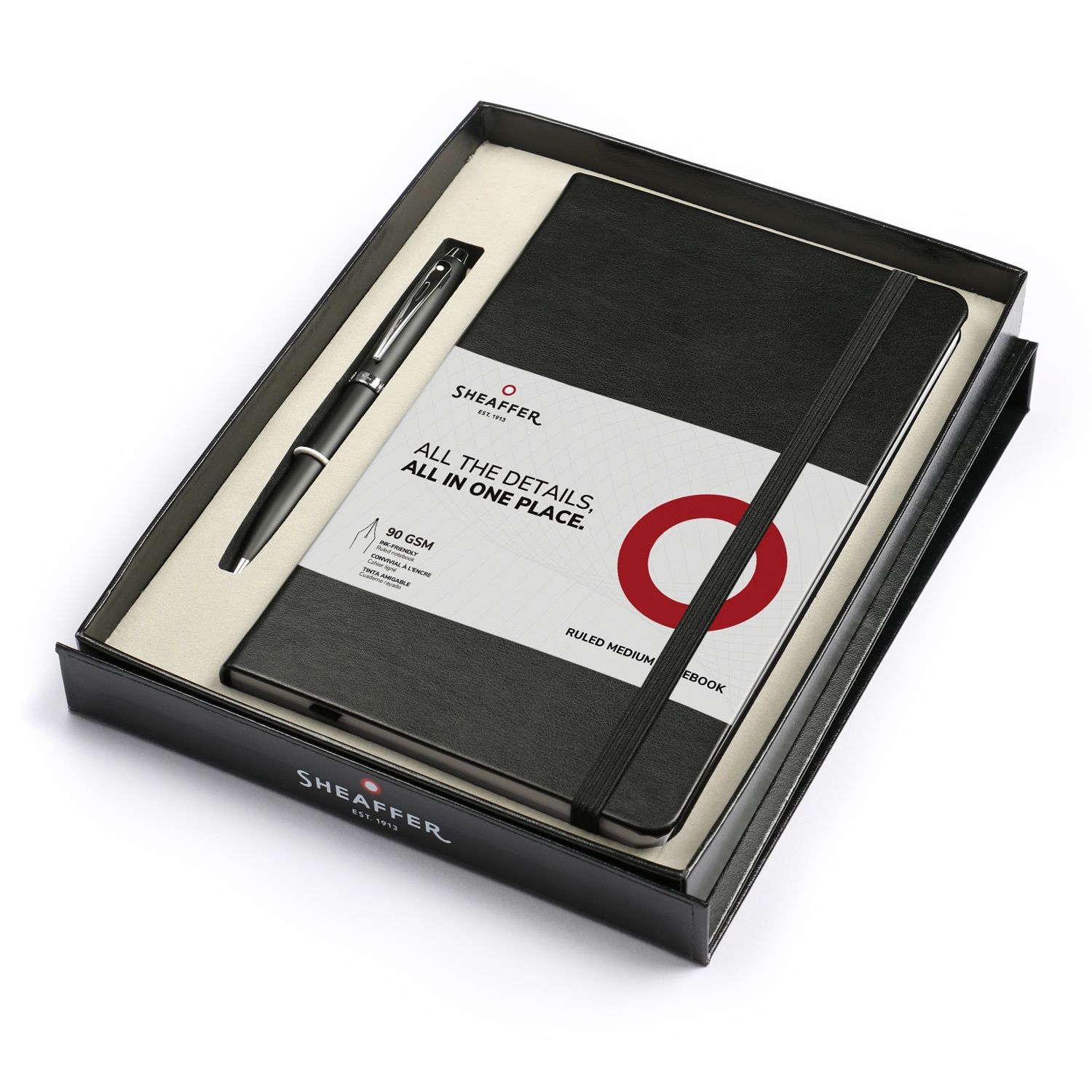 PEN SHEAFFER 100 MATTE BLACK WITH NICKEL PLATE TRIM BP WITH A5 NOTEBOOK IN BLACK GIFTBOX