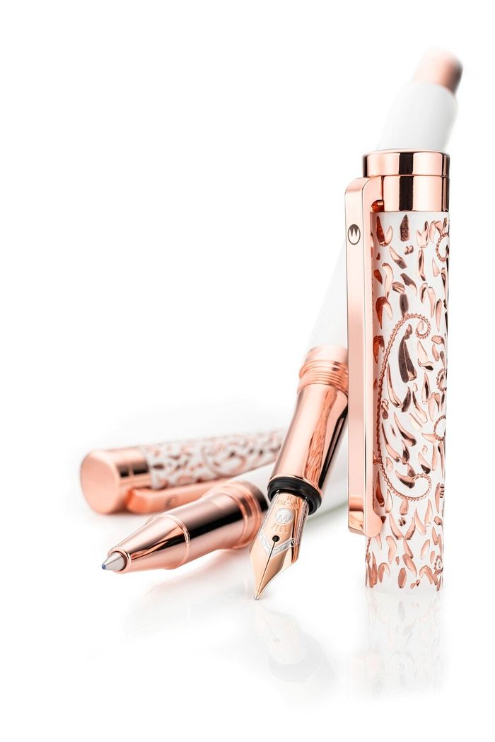 Waldmann Xetra Vienna Rollerball Pen  white lacquered Rose gold 